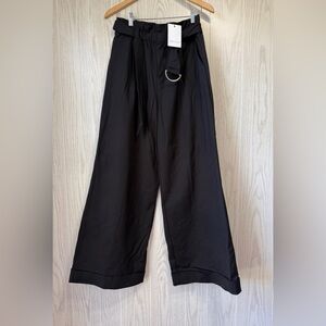 Gibson & Latimer Black Pull-On Wide Leg Pants with Built-In Belt Size M